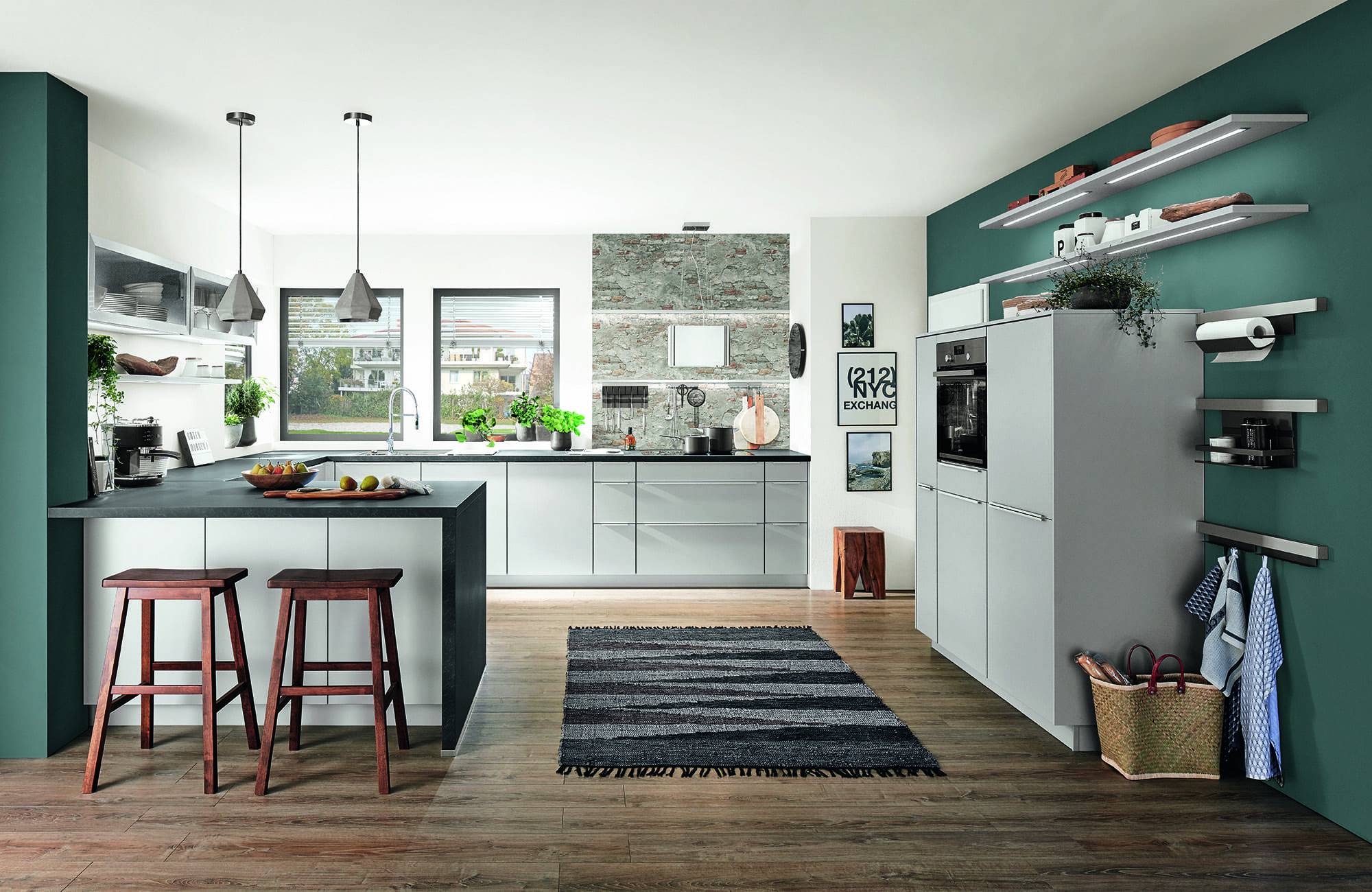 Nobilia Matt White Handleless U Shaped Open Plan Kitchen 2021 | Lead Wolf, Gotham