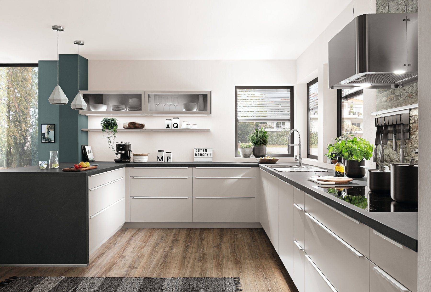 Nobilia Matt White U Shaped Kitchen 1 | Lead Wolf, Gotham