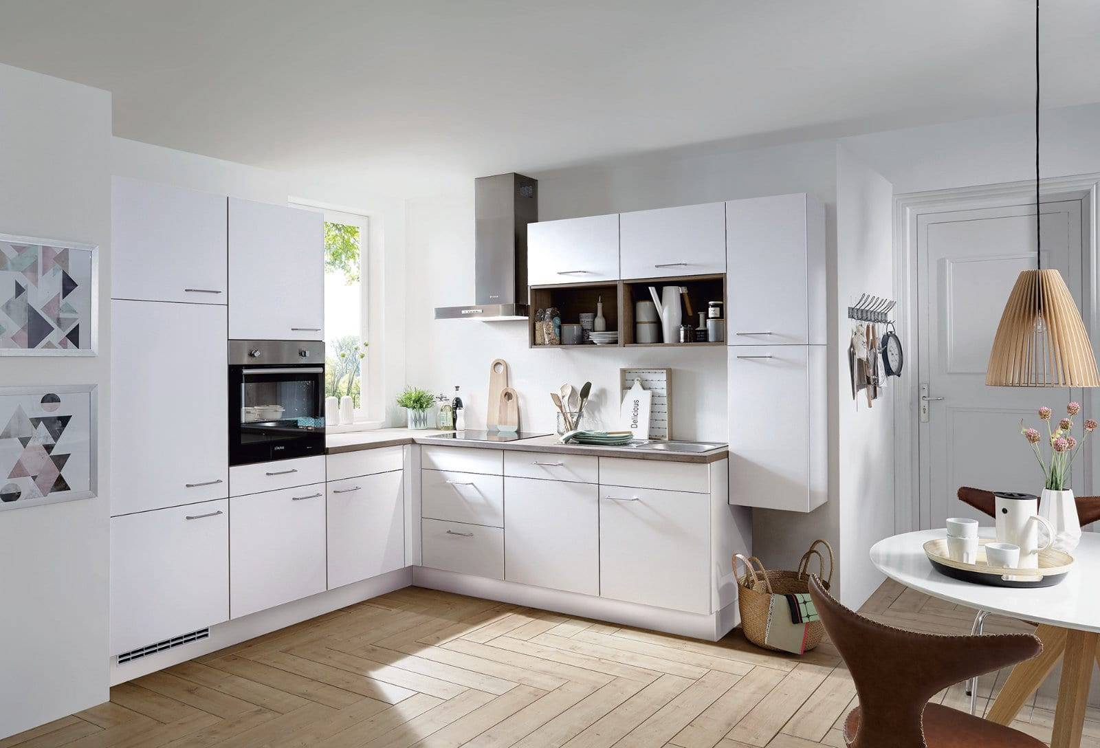 Nobilia Matt White L Shaped Kitchen 2021 1 | Lead Wolf, Gotham