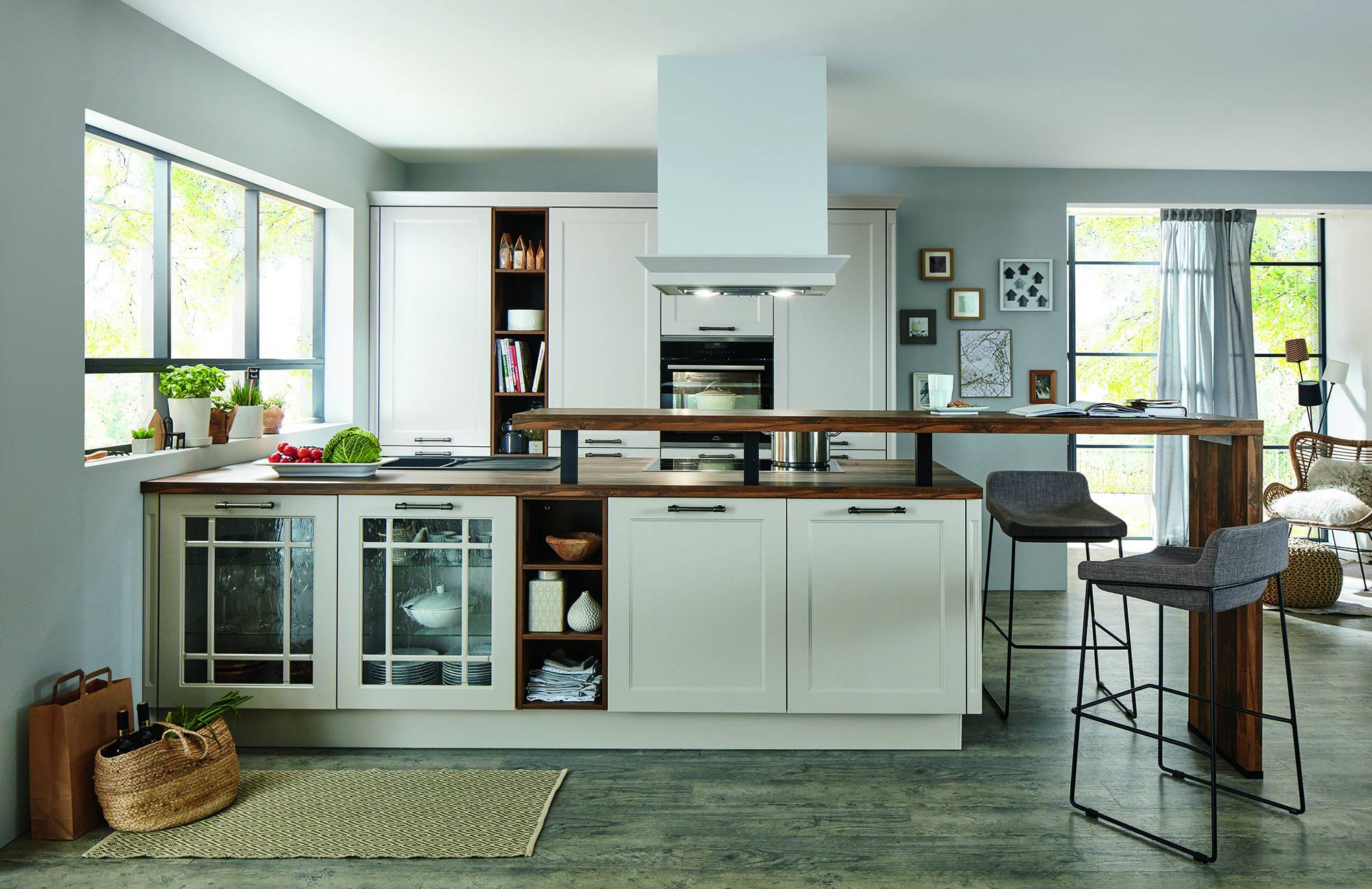 Nobilia Matt White Wood Shaker Open Plan Kitchen With Island 2021 1 | Lead Wolf, Gotham