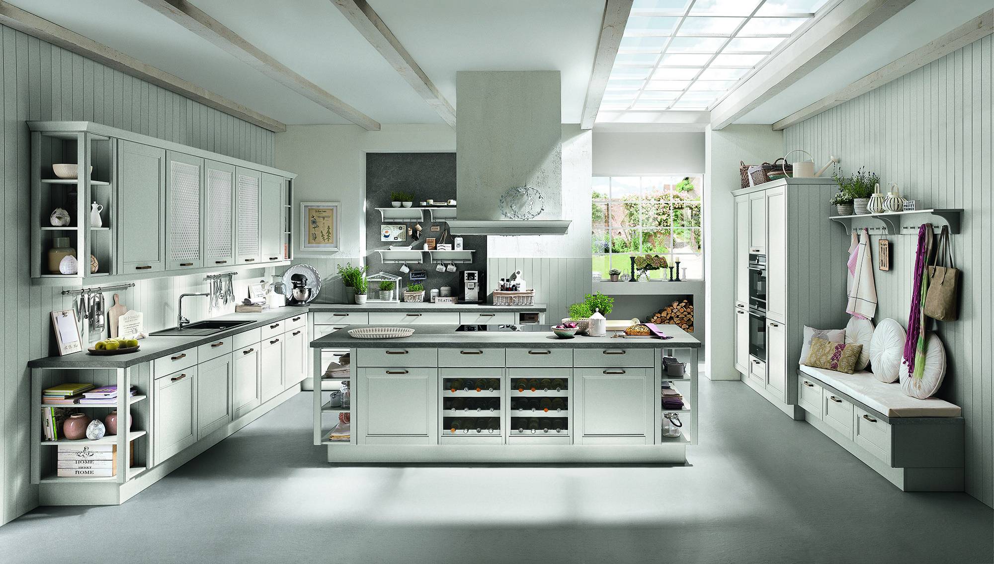 Noblia Matt White Shaker Open Plan Kitchen With Island 2021 | Lead Wolf, Gotham